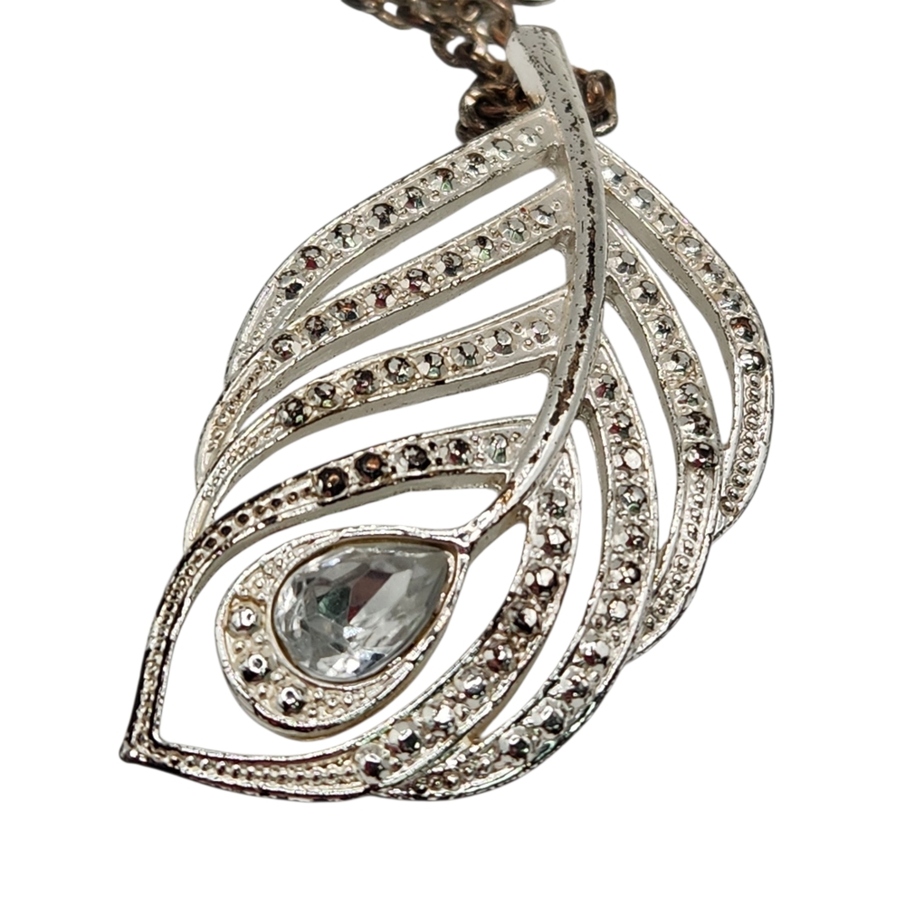 Silver‎ Crystal Pendant Necklace Teardrop Rhinestone Special Occasion